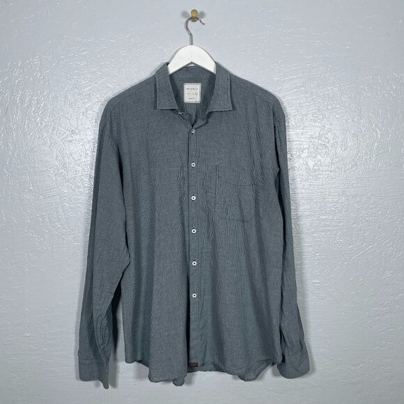 Billy Reid Men XXL Blue White Micro Plaid Button Front Shirt Cotton Preppy Italy - Picture 1 of 10